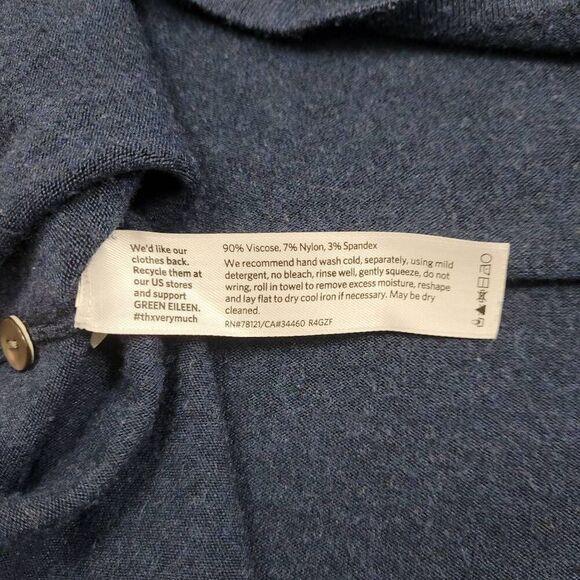 Eileen Fisher Blue Knit Hoodie Sweater Sz‎ XS Relaxed Oversized Soft Viscose - Picture 4 of 6